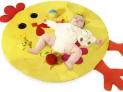 Baby Tummy Time Activity Plush Mat, Chicken, w/ Toys