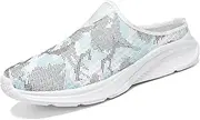 [ETORYOOX] Women's Knitted Mesh Casual Half Drag Mules,Comfortable Closed Round Toe Slip-On Soft Sole Mules,Lightweight Breathable Sneakers
