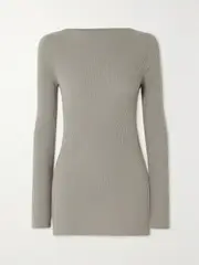 [Rick Owens] Rick Owens - Cutout Ribbed Wool Top - Gray - large large Gray