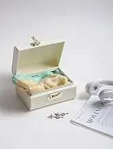 ELAN Vintage Metal Storage Trunk, Decorative Box (Secret, Off White)