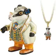 Badger Wind in the Willows Trinket Box Pewter Enamel Hidden Treasures + Pendant