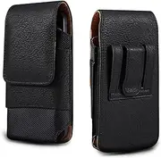 Leather Phone Holster Compatible with iPhone 12mini,13mini,SE2020,11 Pro,11 Pro,XS,X,SE2020,8,7,6,6s,Cell Phone Pouch Holster Case W Card Holder(Black)