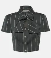 [Alessandra Rich] Alessandra Rich Pinstripe cropped wool-blend jacket AU 8 grey