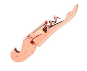 ：Double Hinged Waiter’s Corkscrew,Matte Black Wine Bottle Opener with Foil Cutter - Rosegold