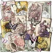 Vintage Flower Pattern Paper Set Scrapbook Paper Decorative Paper Kraft Paper with Laser Butterfly Stickers for Journal Card Making Paper Collaging Art and Craft (Lost)