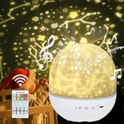 Kids Night Light Star Lamp Projector, 360 Musical Rotation Night Light + Timer + Remote Control + 6 Colors, LED Baby Starry Sky Night Light for Birth