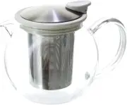 FORLIFE Bola Glass Teapot with Basket Infuser, 25oz./750ml., White