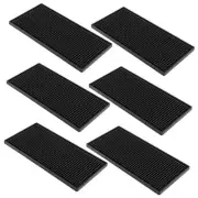 6 PCS 12 x 6 Inches Rubber Bar Service Mat, Non Slip Rubber Bar Spill Mat, Bar
