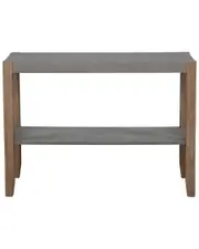 Alaterre Newport 40In Faux Concrete & Wood Console Table With Shelf