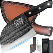 Authentic XYJ Since 1986,Outstanding Ancient Forging,Full Tang,Serbian Chefs Knife,Meat Cleaver,Kitchen Knives,Set with Sheath,Take Carrying,Butcher,for Camping or Outdoor(6 Inch)
