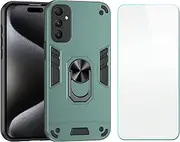 Case Compatible with Samsung Galaxy A35，Compatible with Samsung Galaxy A35 Phone Case Cover [Screen Protection Film] [Car Magnetic Metal Stand] Green