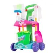 Deluxe Pretend Play Cleaning Set with Rolling Caddy for Kids