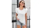 Azura Exchange Textured Ruffle Short Sleeve Blouse