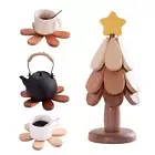 Wooden Placemat for Cups Easy to Clean Elegant Walnut Trivets Hot Dishes Teapots