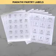 136 Printed Indian Marathi Bilingual Plus 40 Blank Kitchen Pantry Labels, Min...