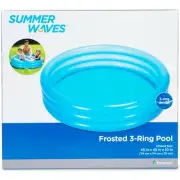 Summer Waves Frosted 3 Ring Pool 45”X45”X10” Kiddie Children's Inflatable Pool