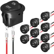 10Pcs round Rocker Switch 12V on off Switch 12 Volt DC Circle Toggle Switch 2 Pi