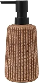 Boperzi Dish Hand Soap Dispenser- Liquid Pump Soap Dispenser for Bathroom Ceramic Striped Kitchen Dish Dispenser with Rust - Proof Liquid Pump Modern Refillable Lotion Bottles(Brown)