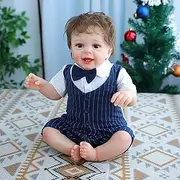 RUNGQIANY Reborn Baby Boy 22 Inch 55 cm Reborn Baby Doll Soft Silicone Vinyl Cotton Body Reborn Dolls Lifelike Boys Girls Toy Gifts Handmade Newborn Baby Doll