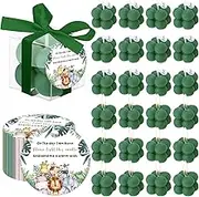 MTLEE 24 Sets Jungle Animal Baby Shower Favors Small Bubble Candle Baby Shower Favors for Guests Tea Candles Bulk with Stylish Ribbons Cards Gifts Party Decoration(Dark Green,Jungle)