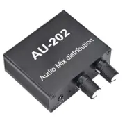 AU-202 2 Input 2 Output Stereo Mixer Audio Distributor for Headphone6629