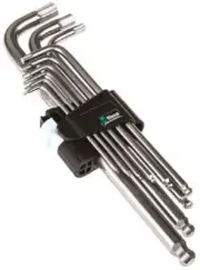 Wera HEX KEY SET 022720 9Pcs 1.5-10mm Metric, Long Arm, Stainless Steel