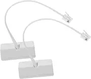 DOITOOL 2pcs Telephone Line Adapters Wire Cable Adaptor Voltage Converters Data Line with Cords Landline Phone Dual Devices White Pp