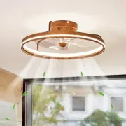 Low Profile Ceiling Fans with Lights and Remote, 19.7" Farmhouse Wood Brown