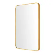 TOOLKISS Wall Mirror Rectangular Aluminum Frame Bathroom 60x80cm GOLD
