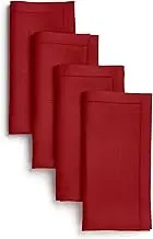 D'Moksha Homes Linen Napkins Set of 4 - 20 x 20 Inch, 100% Pure Red Cloth Napkins, Classic Hemstitch Dinner Napkins for 4th of July - Easy Care Machine Washable