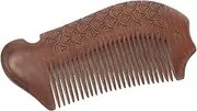 DRESSOOS Fish Shape Wood Comb Fine Tooth Beard Comb for Men Women Portable Massage Detangler Brush Decorative Small Compact
