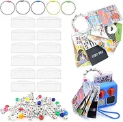 xcivi 12PCS Card Binders for Yoto Cards, with 5PCS Keyring Loops, with 150PCS DIY Beads, Portable Card Holder for Kids Toy Yoto Card, for Yoto Mini Audio Accesories, DIY Art Craft Gifts for Kids