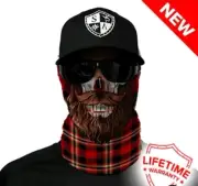 SA Co LumberJack Skull DESIGN- Face Shield, Neck Gaiter, Tubular Bandana, SPF 40
