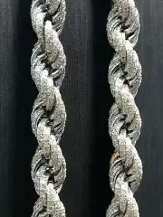 CZ ROPE CHAIN 925 SOLID Sterling Silver HEAVY SILVER Necklace 7MM 22" 24" 26-36"