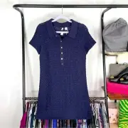 MOTH Anthropologie Navy Knit Ribbon Polo Sweater Dress
