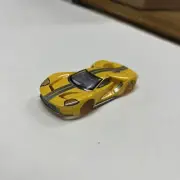 TOMY AFX FORD GT YELLOW WITH GRAY STRIPES & INTERIOR DETAIL HO SLOT CAR BODY