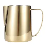 Milk Frothing Pitcher, 12oz/350ml Gold Steamer Cup Stainless Steel Espresso S...