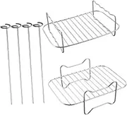 CIYODO 1 Set Double Grill Stainless Grill Grill Rack Indoor Grill and Air Fryer Household Steaming Shelf Air Fryer Steam Rack Air Fryer Rack Roasting Rack Stainless Steel Silver
