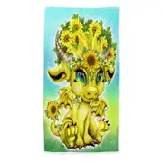 Cute Fantasy Creature Sunflower Lil Dragon Beach Towels Medium Large Extra Large