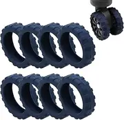 [Generic] Luggage Wheel Protector Covers - 8 Pieces Heavy Duty Travel Bag Wheel Covers Suitcase Wheel Protector | Multifunctional Easy Install Protective Covers, Dark Blue, Se référer au descriptif, Refer to