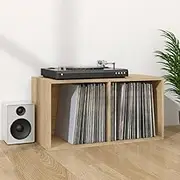 Record Storage Crate, Wooden Storage Box, CD Albums Shelf Holder Organizer, Magazine Rack for Desktop, Home, Office, 71x34x36 cm, 71 x 34 x 36 cm, Brown
