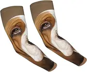 [FHEDVBN] Basset Hound Arm Sleeves Compression Arm Covers for Men Women Outdoor Sun Sleeves Cooling Sports Sleeve, Black