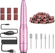 SUBAY 20000RPM USB Portable Electric Nail Drills Machine,Compact Electric Nail File for Acrylic Nails,Gel Nails,Dip Powder Nails,Manicure Pedicure Tools E file Nail Drill for Salon Home Use ,Pink