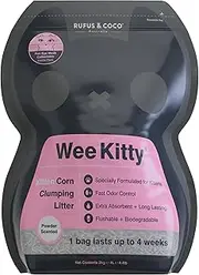 Rufus and Coco Wee Kitty Kitten Corn Clumping Litter 2kg/4L