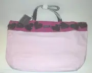 VERA WANG FRAGRANCES PROMO PURPLE & PINK SEQUINED HEART TOTE BAG CANVAS 2 STRAP