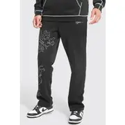 Mens Black Tall Loose Fit Dragon Jogger