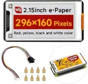 Waveshare 2.15inch e-Paper HAT+ (G), Compatible with Raspberry Pi 5/4B/3B/Zero/Zero W/Zero 2W/Pico/Pico W/Pico WH, 296x160, Red/Yellow/Black/White, SPI Interface