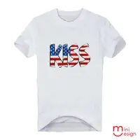 在飛比找ETMall東森購物網優惠-Minidesign-KISS美國國旗潮流設計短T 五色