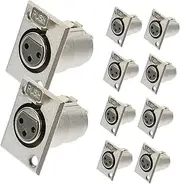10pcs Durable Pin Female Panel Mount Microphone Jack Connector for Audio Equipment Reliable Chassis Socket for Recording Amplifiers and Events