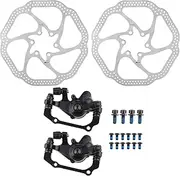 Mountain Bike Mechanical Disc Brake Cycling Bicycle Front Rear Set with 160mm Rotors Heat Resistant Super Enforcement Power Fits All Aluminum Alloy Steel Color Red